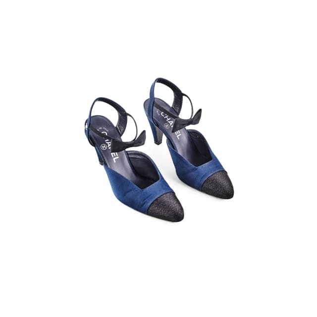 Chanel Bowtie Slingback Heels Navy in Navy from The Purse Affair, photo 1 of 1