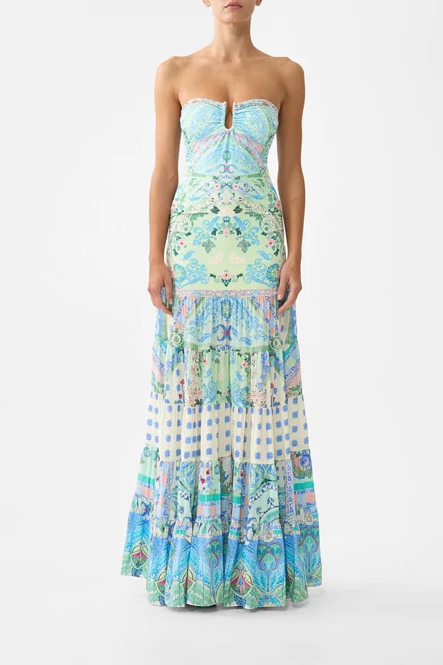 Camilla eBoutique JERSEY SPLICED TIERED SKIRT MIDSUMMER MOSAICS, image 1 of 1 from CAMILLA