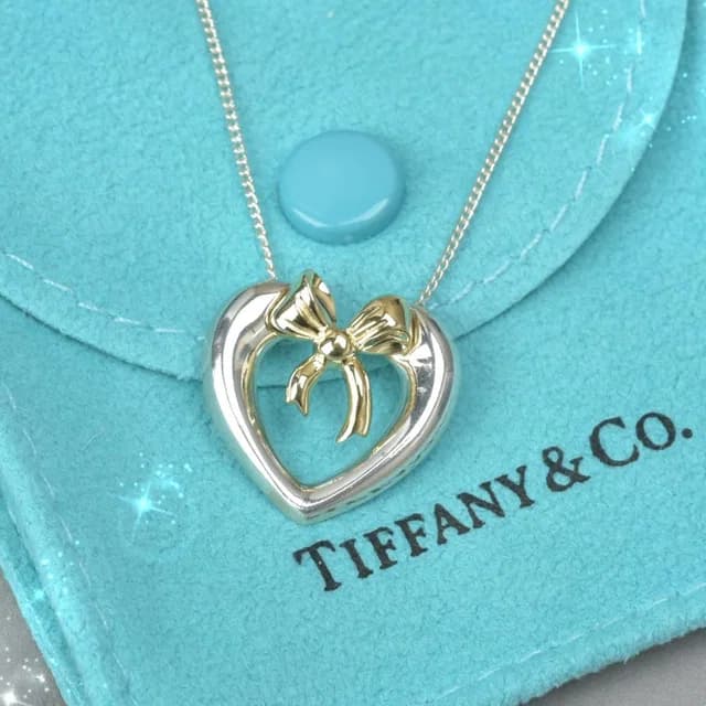 Tiffany & Co. 18K Heart with Bow Necklace Silver in Silver from The Reluxe, photo 1 of 1