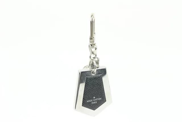 Louis Vuitton Silver x Black Taiga Keychain Bag Charm Pendant in Black Leather from Bagriculture, photo 1 of 1