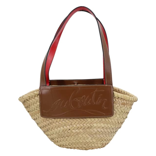 Christian Louboutin Loubishore Woven Straw Basket Bag Brown in Brown Woven leather from Dallas Designer Handbags, photo 1 of 1