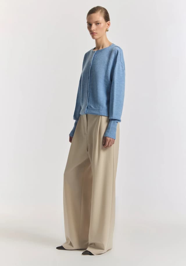 VIKTORIA & WOODS HART MERINO CARDIGAN in PORTRAIT BLUE, image 1 of 1 from Viktoria & Woods