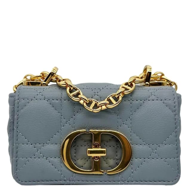 Dior Micro Caro Supple Cannage Bag Chain Wallet Light Blue in Blue Leather from Dallas Designer Handbags, photo 1 of 1