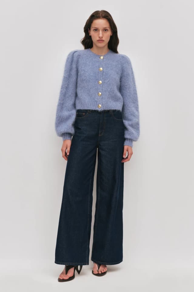 AJE Renee Fluffy Cardigan in PALE BLUE, image 1 of 1 from Aje