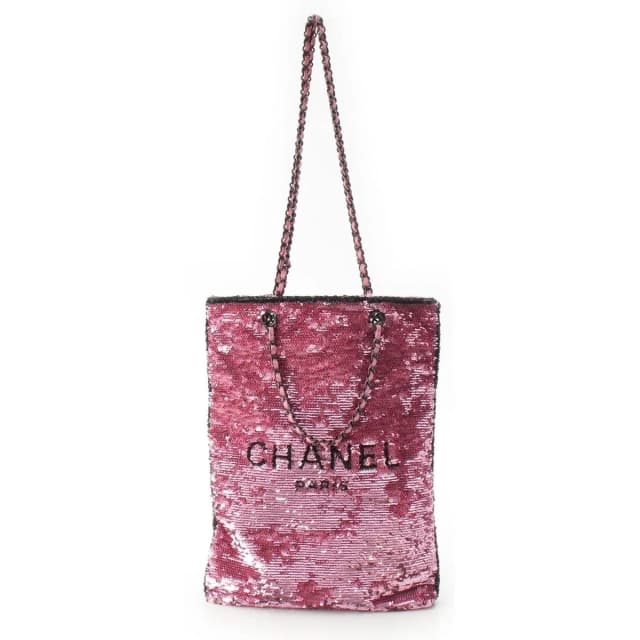 Chanel Sequin Logo 2-Way Shopping Tote Bag Pink in Pink from The Reluxe, photo 1 of 1