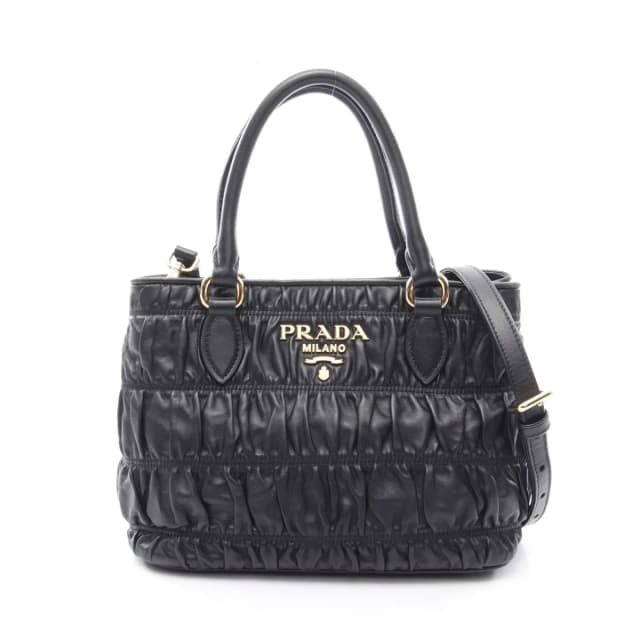 Prada Handbag Tessuto Soft CA 2-Way Black Leather Gathered Tote Bag in Black Leather from The Reluxe, photo 1 of 1