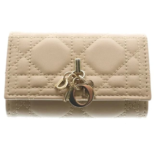 Dior Cannage Key Case Sling Bag Charm Leather Beige Gold in Beige Leather from The Reluxe, photo 1 of 1