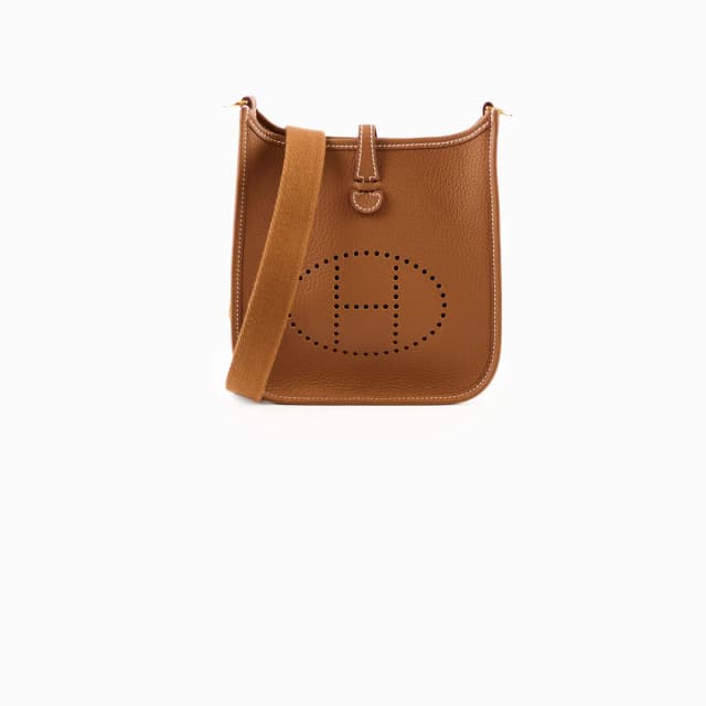 Hermès Mini Evelyn Clemence Gold W Stamp in Gold Clemence leather from The Purse Affair, photo 1 of 1