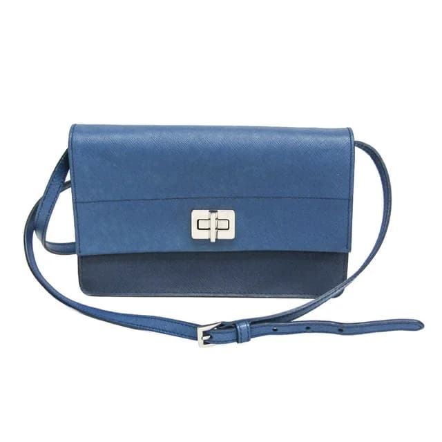 Prada Saffiano BT1020 Women's Leather Chain/Shoulder Wallet Blue in Blue Leather from Elady, photo 1 of 1