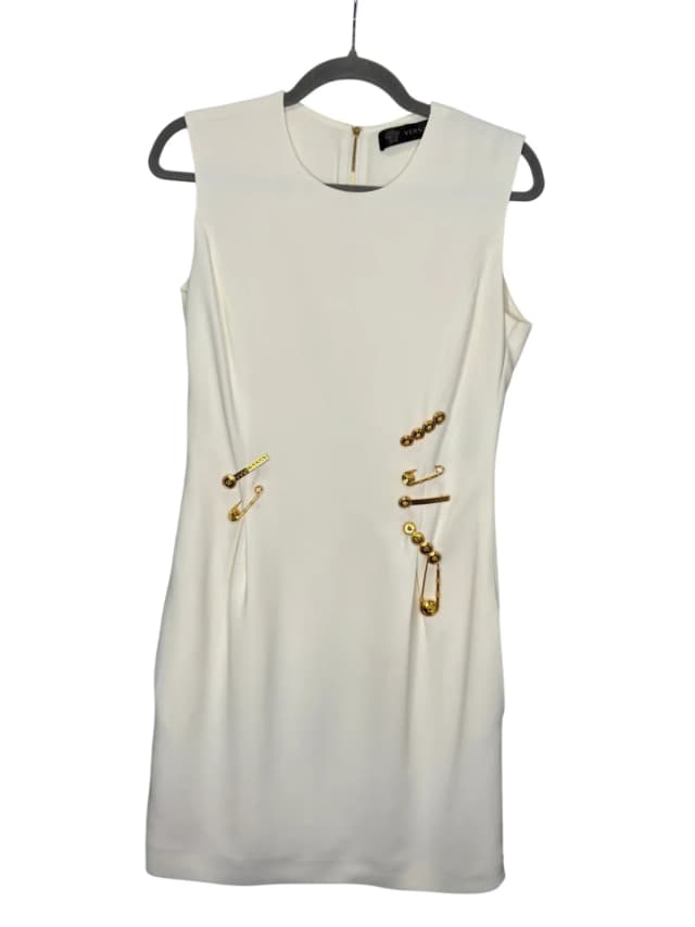 Versace Gold Safety Pin Dress in White from Revivre, photo 1 of 1