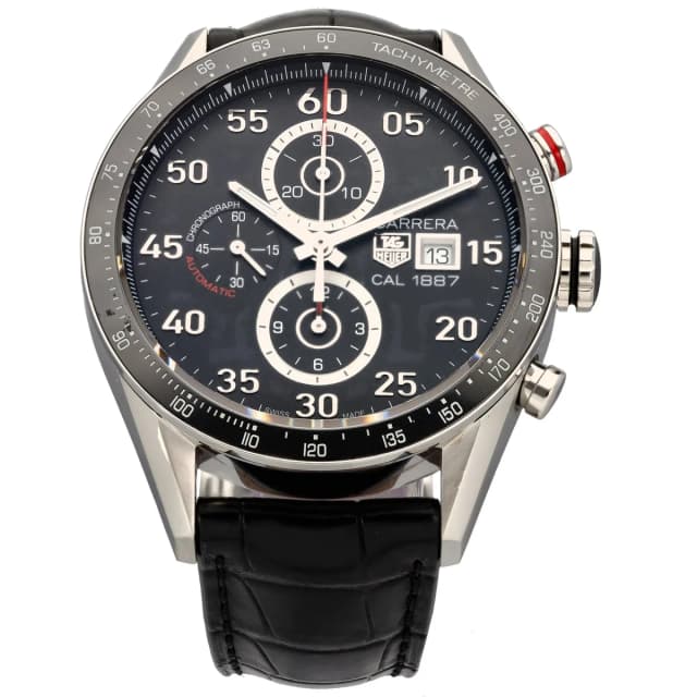 TAG Heuer Carrera CAR2A10 43mm Stainless Steel Watch in Leather from H&T, photo 1 of 1