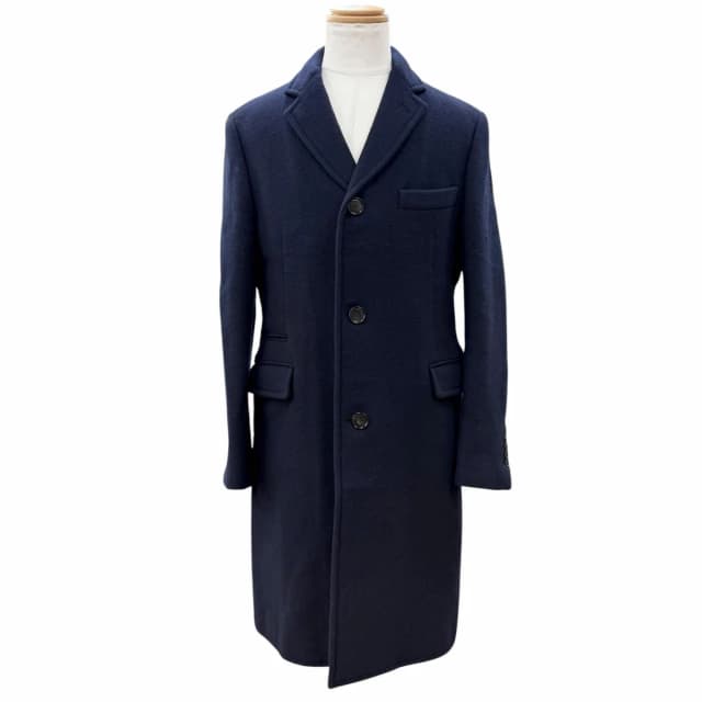 Hermès Lining Logo Pattern Single Chesterfield Coat Navy 50 in Navy Wool from The Reluxe, photo 1 of 1