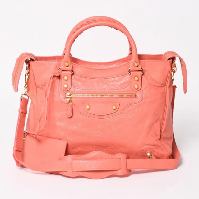 Balenciaga the Velo Shoulder Handbag 2-Way Leather Champagne Gold Pink in Pink Leather from The Reluxe, photo 1 of 1