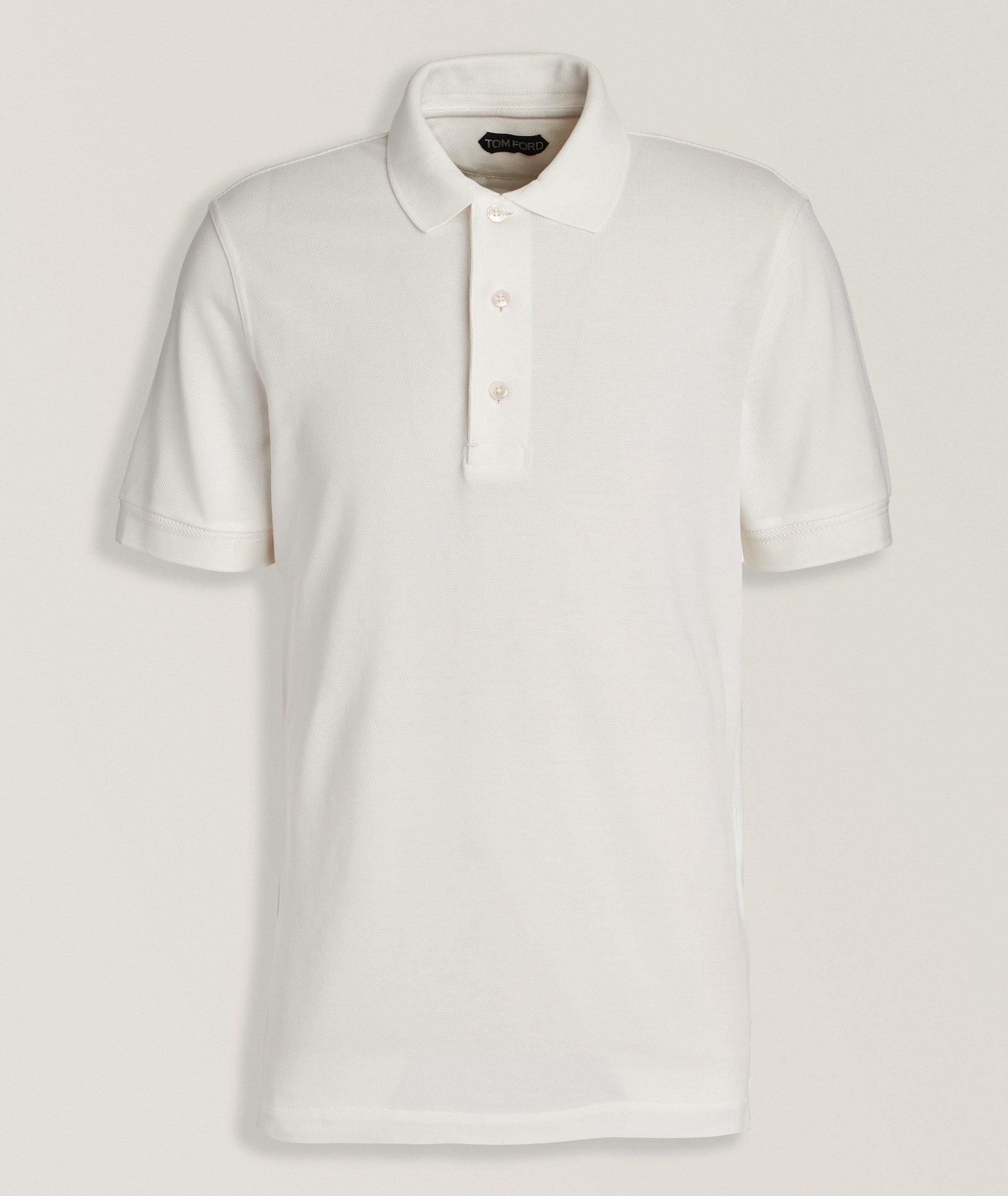 TOM FORD Lyocell Piqué Cotton Polo in White Cotton & Cotton Blends, image 1 of 1 from Harry Rosen