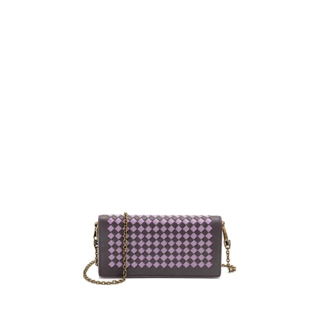 Bottega Veneta Intrecciato Wallet On Chain Leather Purple/Grey GHW in Purple Woven leather from EMIER, photo 1 of 1
