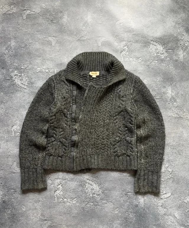 Diesel Avant Garde Cropped Asymmetric Zip Wool Sweater in gray Wool from Grailed, photo 1 of 1