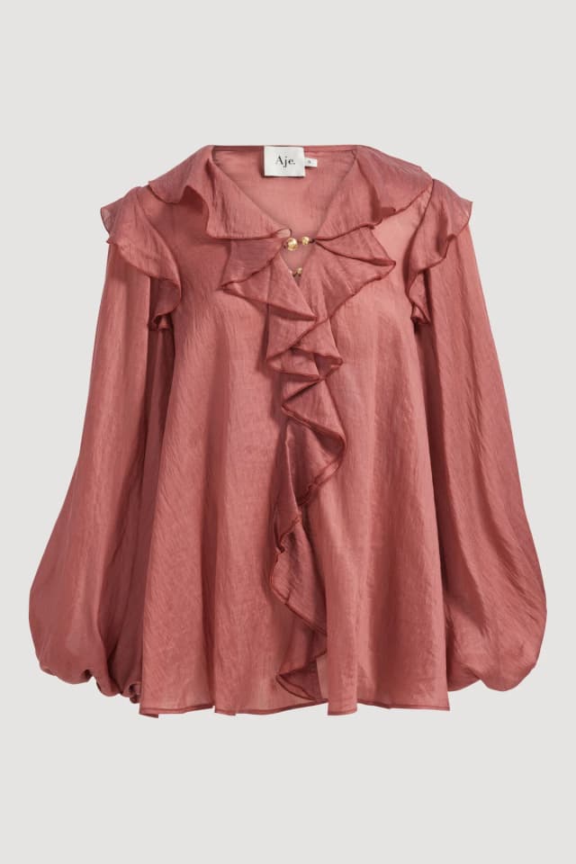 AJE Voyager Blouse in SPICED CORAL, image 1 of 1 from Aje