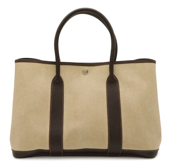 Hermès Garden Party PM Tote Shoulder Bag Toile H Leather Natural Dark Brown in Brown Leather from The Reluxe, photo 1 of 1