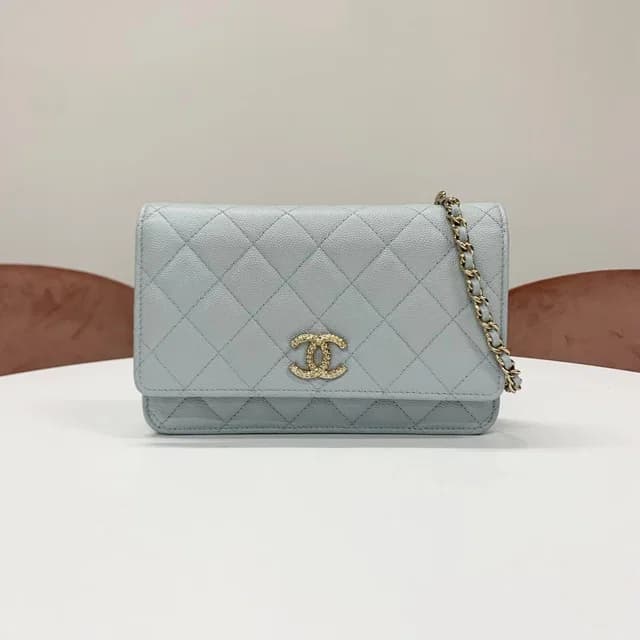 Chanel CC Logo Quilted Chain Wallet Shoulder Bag in Caviar leather from The Reluxe, photo 1 of 1