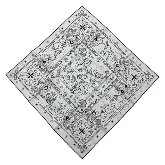 Hermès Scarf Carre 55 Blanc Noir Animal Bandana in Black from The Reluxe, photo 1 of 1