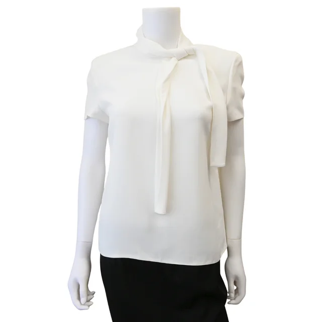 Celine Off-White Lavalliere Tie Neck Blouse in White from Clotheshorse Anonymous, photo 1 of 1