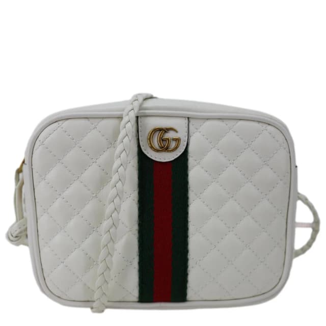 Gucci Trapuntata GG Web Quilted Leather Crossbody Bag White 536441 in White Leather from Dallas Designer Handbags, photo 1 of 1