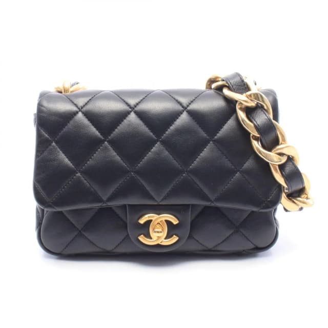 Chanel Shoulder Bag Quilted Small Flap Black Leather Chain in Black Leather from The Reluxe, photo 1 of 1