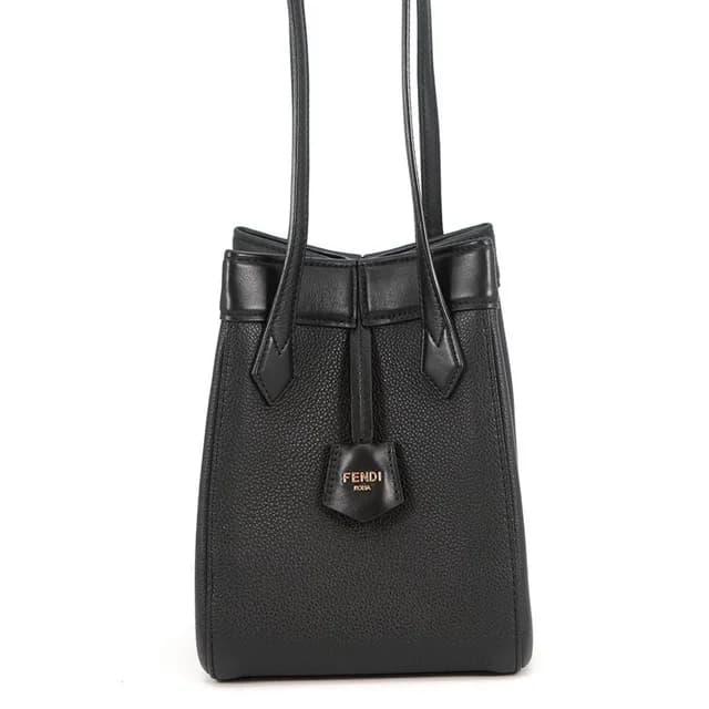 Fendi Shoulder Bag Origami Mini Leather 2-Way Black in Black Leather from The Reluxe, photo 1 of 1