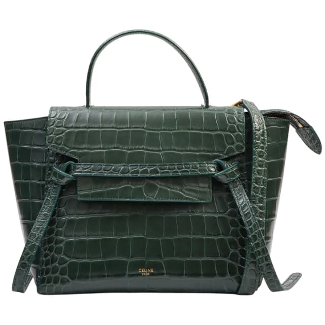 Celine Croco-embossed belt bag micro green in Green Leather from VINTAGE QOO TOKYO, photo 1 of 1