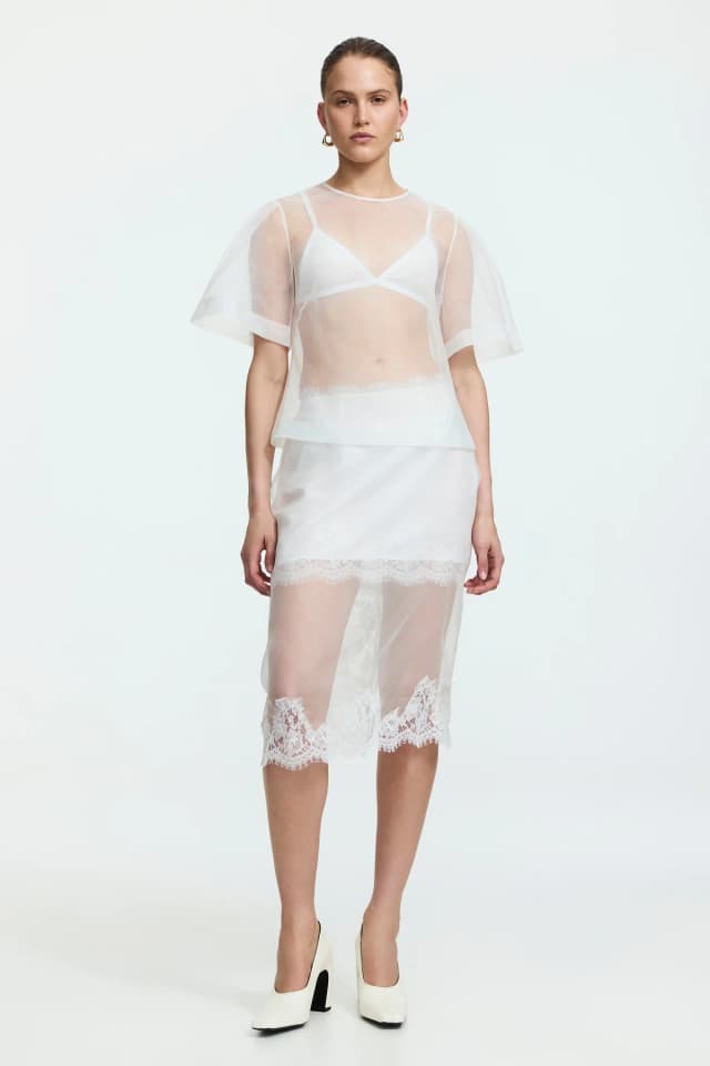 AJE Hush Short Sleeve Top in IVORY, image 1 of 1 from Aje