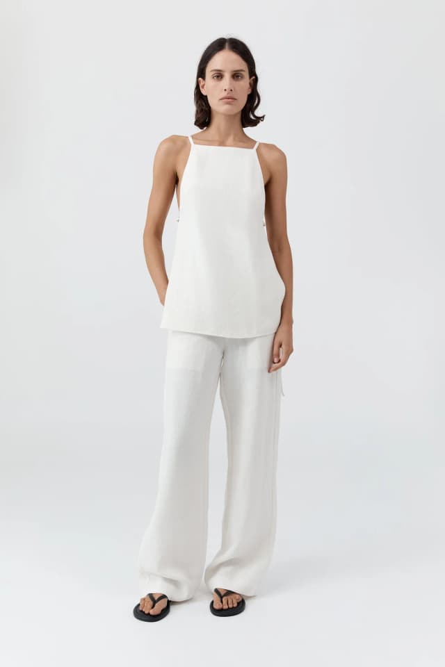 St Agni Belted Side Detail Top - Off White, image 1 of 1 from St. Agni