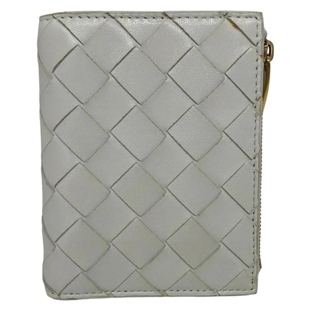 Bottega Veneta Bifold Wallet Maxi Intrecciato Cassette Leather Compact Ivory in White Woven leather from The Reluxe, photo 1 of 1