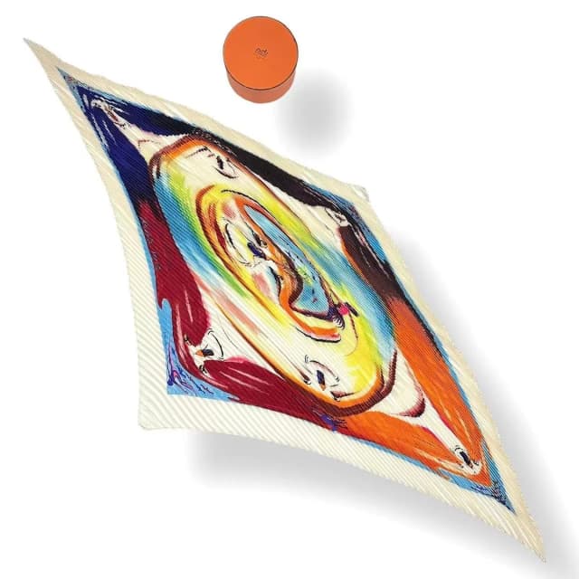 Hermès Pleats Scarf Smiles In Third Millenary Silk White in White Silk from The Reluxe, photo 1 of 1