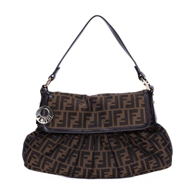 Fendi Chef Flap Hobo Da Brown Black Zucca Canvas in Black Canvas from The Reluxe, photo 1 of 1