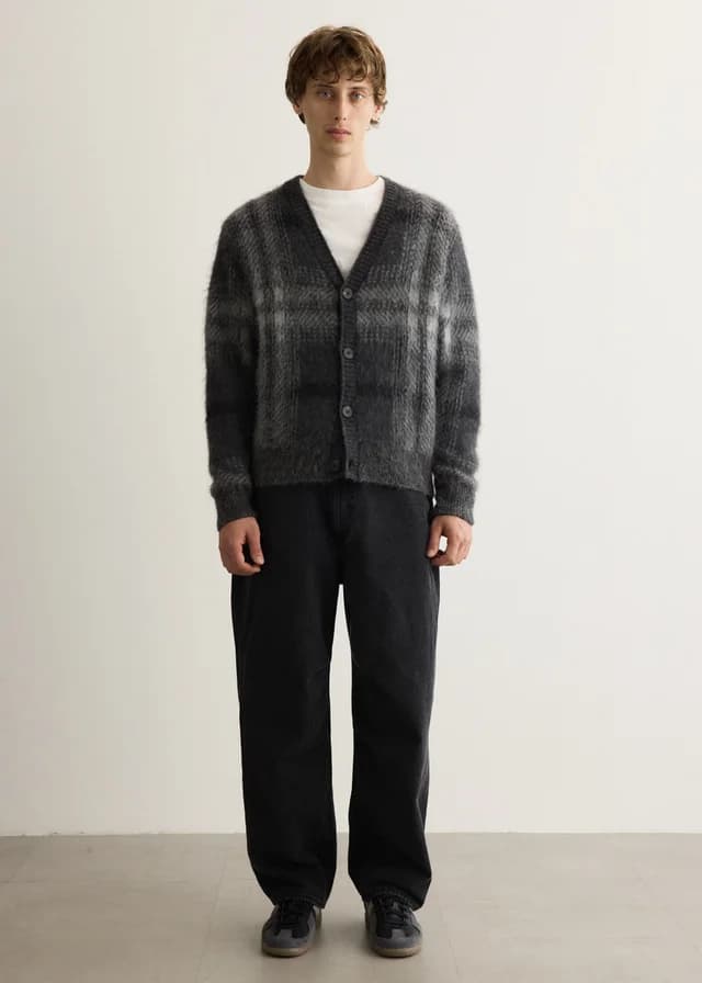 Incu Collection Alvin Plaid Cardigan in BLACK CHECK, image 1 of 1 from Incu