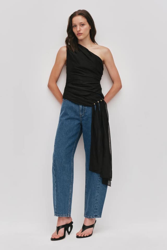 AJE Capture One Shoulder Top in BLACK, image 1 of 1 from Aje