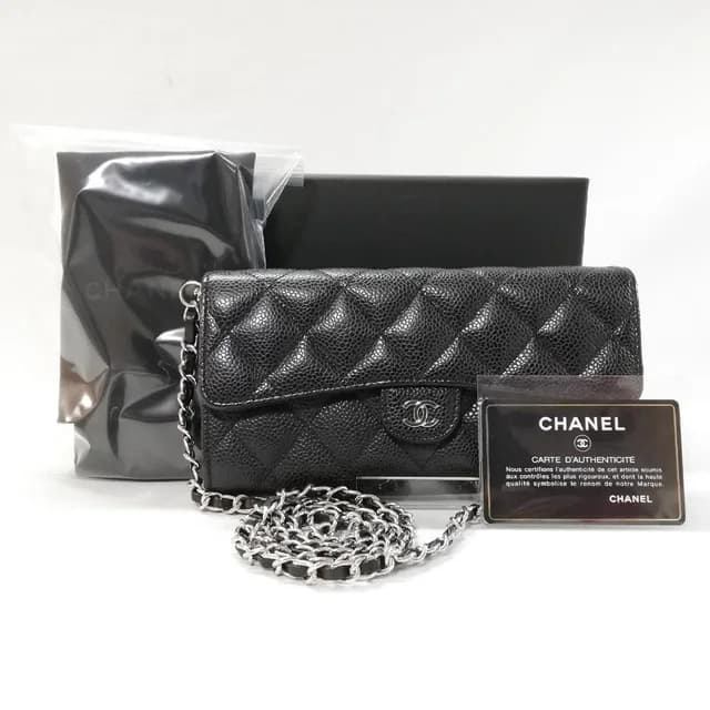 Chanel Wallet Caviar Leather Chain Black Shoulder Bag in Black Caviar leather from The Reluxe, photo 1 of 1