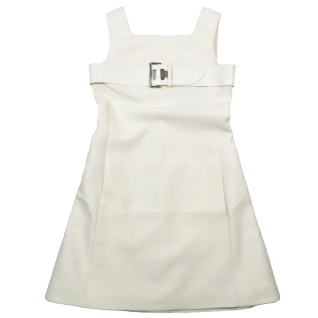 Louis Vuitton Sleeveless Dress A-Line Belt Design Wool Silk Blend White 34 in White Silk from The Reluxe, photo 1 of 1