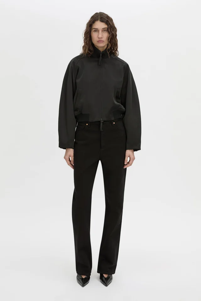 C&M CAMILLA AND MARC SALE Tamar Satin Bomber Jacket in black, image 1 of 1 from Camilla and Marc