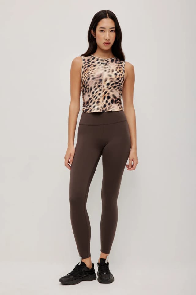 Athletica Ruched Active Tank in LEOPARD BLUR, image 1 of 1 from Aje