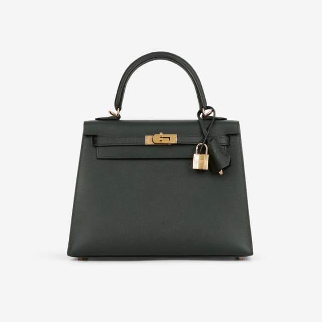 Hermès Kelly 25 - Vert Rousseau Madame | Gold Hardware in Green Madame Leather from Bagista, photo 1 of 1