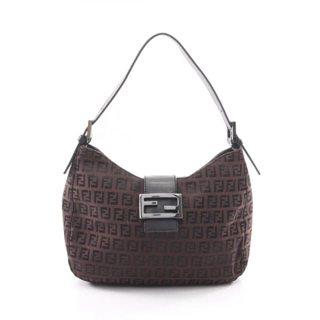 Fendi Shoulder Bag Zucchino Black Brown Canvas Leather in Black Canvas from The Reluxe, photo 1 of 1