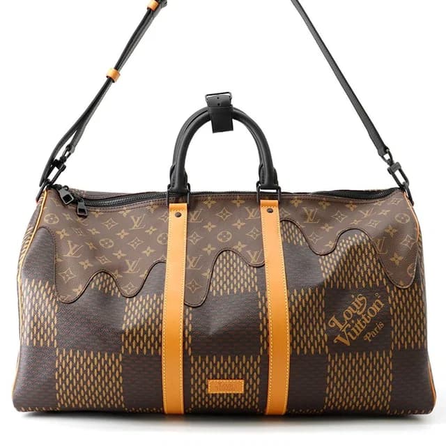 Louis Vuitton Boston Bag Damier Ebene Giant Monogram Keepall Bandouliere 50 in Brown Leather from The Reluxe, photo 1 of 1