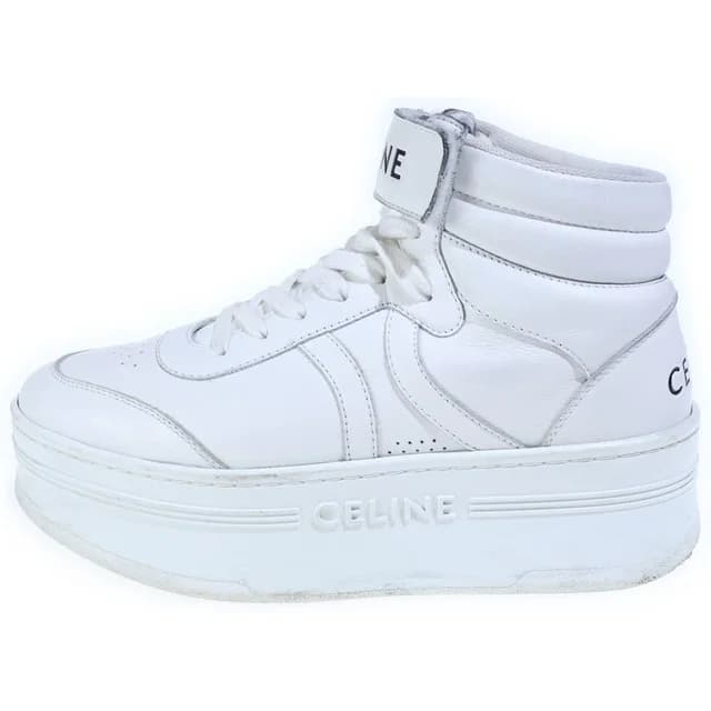 Celine Block Sneakers Thick Sole Low Cut Leather White in White Leather from The Reluxe, photo 1 of 1