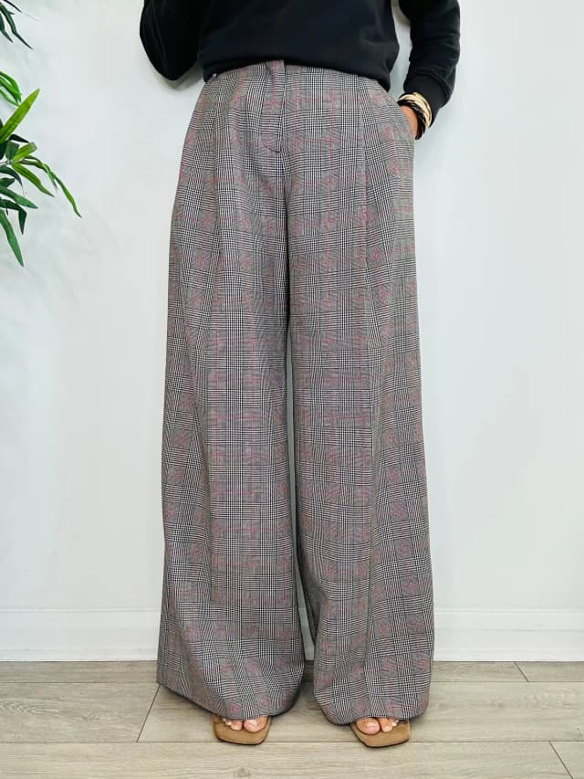 Alexander McQueen Check Wide Leg Trousers - Size 38IT in Wool from Edit Second Hand, photo 1 of 1