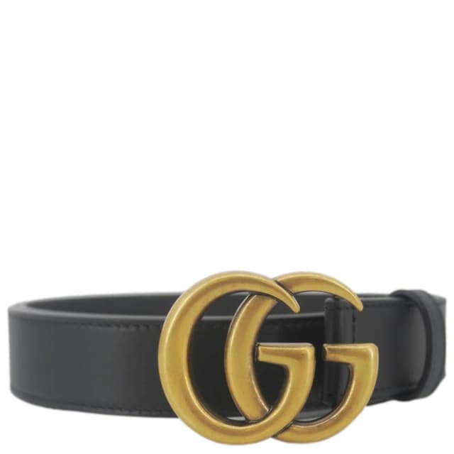 Gucci GG Buckle Marmont Thin Leather Belt Size 90.36 Black 414516 in Black Leather from Dallas Designer Handbags, photo 1 of 1