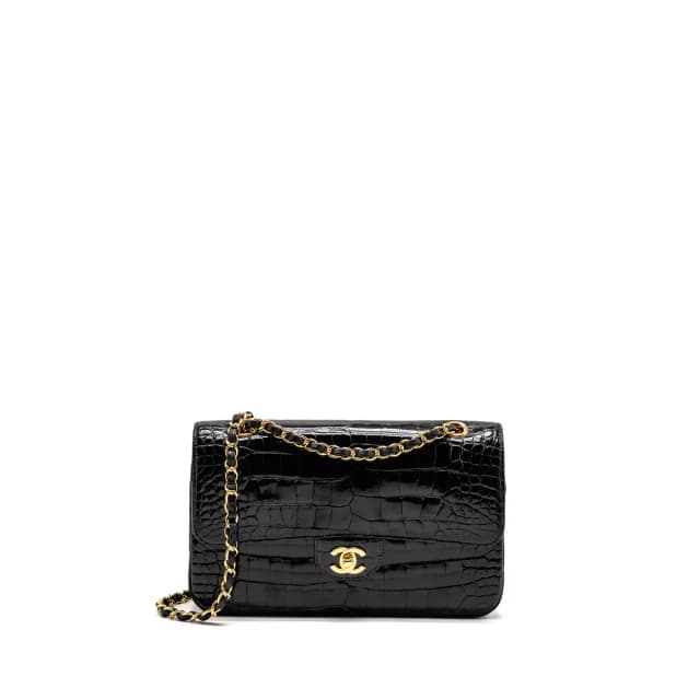 Chanel Medium Classic Double Flap Bag Alligator Mississippiensis Black GHW in Black Crocodile from EMIER, photo 1 of 1