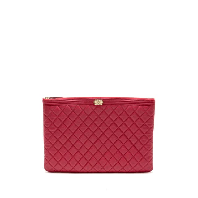 Chanel Large Boy O Case Zip Pouch Caviar Pink LGHW in Pink Caviar leather from EMIER, photo 1 of 1