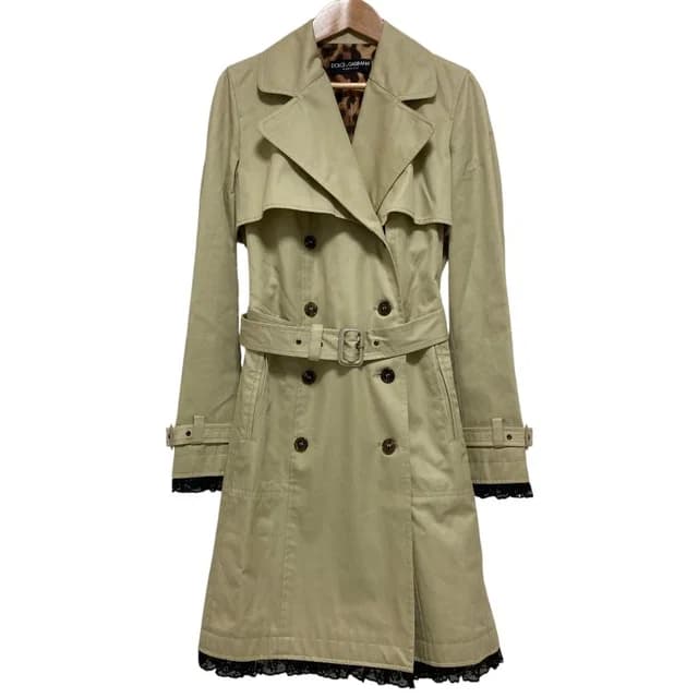 Dolce & Gabbana Lace Docking Lining Leopard Trench Coat Beige 36 in Beige from The Reluxe, photo 1 of 1