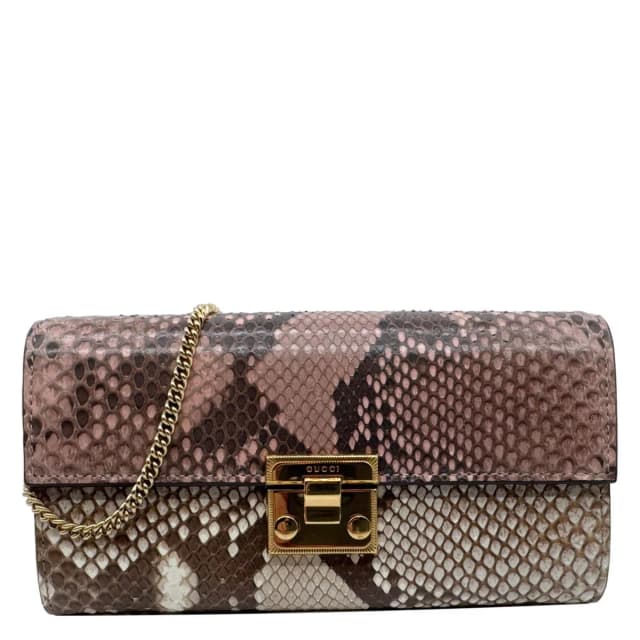 Gucci Padlock Python Leather Wallet On Chain Multicolor 453506 in Multicolor Python from Dallas Designer Handbags, photo 1 of 1